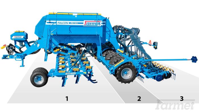 Seed drill Falcon 8 PRO Fert+ model with coulter section